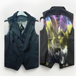 Ted Baker London Button Down Wool Vest Women Size 3 Satin Vivid Back Tux Collar Black Photo 1