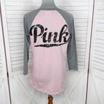 PINK - Victoria's Secret Victorias Secret Pink Sequin Logo Baseball Tee Shirt Pink Grey Medium Photo 3