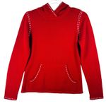 Ann Taylor  LOFT‎ Hoodie Sweater Knit Pullover Red White Stitch Small Cottagecore Photo 0