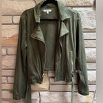 Jennifer Lopez JLO Faux Suede Belted Moto Jacket Olive Green Large NWOT Photo 1