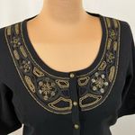 Cache Silk Blend Beaded Crop Cardigan Sweater Photo 1
