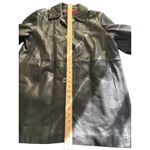 AK Anne Klein Black Leather‎ Coat Jacket Button Front Mid Length Womens Size L Photo 4