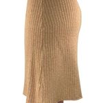 Free People Tan Rib Knit Stretch Knee Length Pencil Wrap Sweater Skirt Size M Photo 1