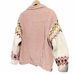 POL Women's Trucker Jacket Size Large Corduroy Sweater Knit Sleeve Boho Pink L Photo 5