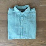 Perry Ellis  Linen Cotton Blend Coastal Blue Button Down Shirt Size Medium Photo 6