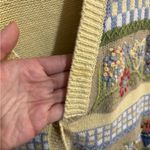 Vintage Grannycore Embroidered Garden Knit Sweater Vest XL Yellow Photo 4