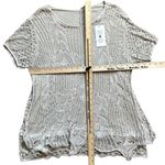 None Tan Beige Nude Lace Crochet Knit Short Sleeve Top Size L NEW Tags Made in Italy Photo 6