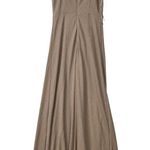 Birdy Grey  Jay Crepe Gown Taupe Spaghetti Straps V Neck Slit Stretch Size XL NEW Photo 3
