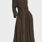 Black Crane The Wide Culotte Wool Blend Jumpsuit in Olive Brown Size XS Photo 0