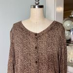 Talbots Herringbone Angora Cardigan Sweater Brown Tan Size XL Photo 2