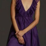 Anthropologie NWT Maeve Ruffled Tulle Mini Dress Purple Size L Photo 0