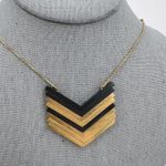 Madewell  Chevron Necklace Gold Tone and Black Adjustable Slider 36 Inch Photo 4