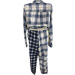 Hollister Flannel Pajama Set Shirt Sz M Pant Sz S Blue White baggy banded waist Photo 2