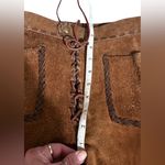 1960s Brown Suede Leather Pants Embellished Bell Bottoms Size 30 Photo 12