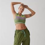 Urban Outfitters Randi Shrunken Sweater Vest Striped Size Small Green White Photo 1