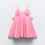ZARA  mini dress Pink Sleeveless bow flowy summer evening wedding vacation Photo 6