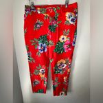Old Navy  Red Floral Print Pixie Mid-Rise Pants Women’s Size 14 Photo 1