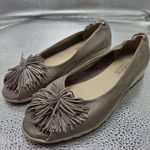 The Flexx Shoes 8 Brown Shimmer Boco Loco Gold Ballet Flats Pom Pom Casual Photo 0