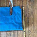 Ralph Lauren  turquoise Blue Canvas tote Bag with Brown Leather Trim new NWT Photo 4