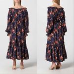 SEA New York Esme Silk Floral Long Sleeve Dress in Navy, Size S, NWT Blue Photo 0