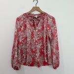Evereve  Keira Floral Print Smocked Neck Long Puff Sleeves  
Blouse Top Size Small Photo 2