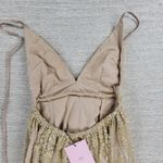 Hello Molly  Gold Sequin Halter Prom Dress Small Open Back Formal High Slit NEW Photo 5