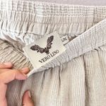 Vero Lino Linen Neutral Stripe‎ Lagenlook Pants European Summer Size L/XL White Photo 1