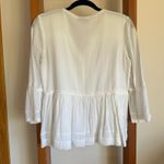 Burberry White Gauzy Peplum Henley Blouse Women Size 4 Photo 7