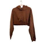 Naked Wardrobe NWOT ‎ Cropped Hoodie Sweatshirt Brown Size Medium Photo 1