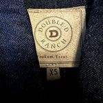 Double D Ranch Denim Jacket 100% Cotton Long Sleeve Rhinestone Faux Fur Blue XS Photo 2