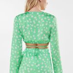 Bershka floral bohemian long sleeve crop top blouse Photo 2