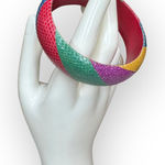 American Vintage RARE VTG 1970s Colorblock Rainbow Snakeskin Bangle Bracelet Retro Jewelry Photo 0