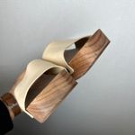 ZARA  Wood Platform‎ Clogs Sandals Size 39 Ivory Leather Slip On Shoes Photo 3