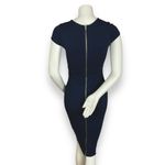 Felicity & Coco Pencil Dress Bodycon Back‎ Zipper Short Sleeves Navy Blue Small Photo 3