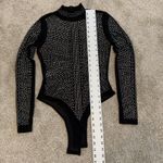 new small sheer mesh all over rhinestone mock neck bodysuit TLS2 2257 Black Photo 2