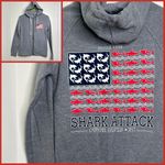 Next Level Apparel Obx Outer Banks, NC Gray Zip Up Hooded Sweatshirt Shark Flag Design Size Small Photo 1