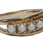 Women’s 10k 10KT Yellow Gold 7 Pearls Band Ring Size 8 Vintage Anniversary Band Photo 1