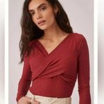 Anthropologie Wine Metallic Twist-Front Shimmer Top Sweater Size XL NWT Photo 0