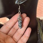 Boutique Black Snowflake Obsidian Earrings  Photo 1