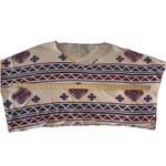 Woman’s Southwest Tribal Geometrical Tunic Top S M Oversized Short Sleeve Flowy Tan Size M Photo 7