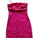Bubblegum Pink Ruched Bodycon Midi Dress Photo 2