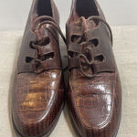 Valerie Stevens Kelsey Women's Brown Croc Leather Block High Heel Shoes Sz 6.5 B Photo 0