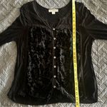 American Vintage Black Cotton Velvet Lace Trim Blouse Large Photo 7