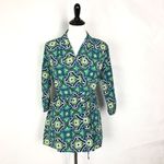 All For Color Womens Belted Tunic Top  Size S Green Geometric Print Floral NEW‎ Photo 7