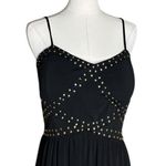 Venus  Womens M Solid Black Sleeveless Long Studded Tank Maxi Dress with Stretch Photo 1