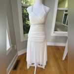 Vintage Y2K Trixxi White Chiffon Rhinestone Halter Tie Asymmetrical Dress Medium Photo 12