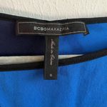 BCBGMAXAZRIA Dress Blue & Black Colorblock Bat Wing Sleeves Mini Dress Sz S GUC Photo 3