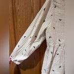 Madewell ‎ Antique Cream Lightspun Peplum Wrap Top in Black Tiny Bows Size XS Photo 8