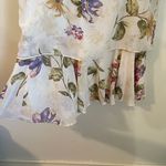 Vintage Mary McFadden Floral Cream Ruffle Tier Dress Multiple Size 14 Photo 3