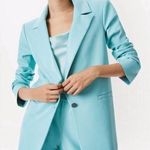 Alice + Olivia NWT Dunn Vegan Leather Roll Cuff Blue Blazer Breeze Size Small Photo 0
